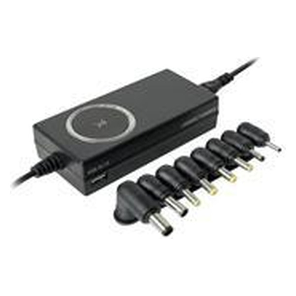 PERFECT CHOICE - CARGADOR UNIVERSAL INTELIGENTE CON PUNTAS INTERCAMBIABLES Y PUERTO USB PERFECT CHOICE - NEGRO