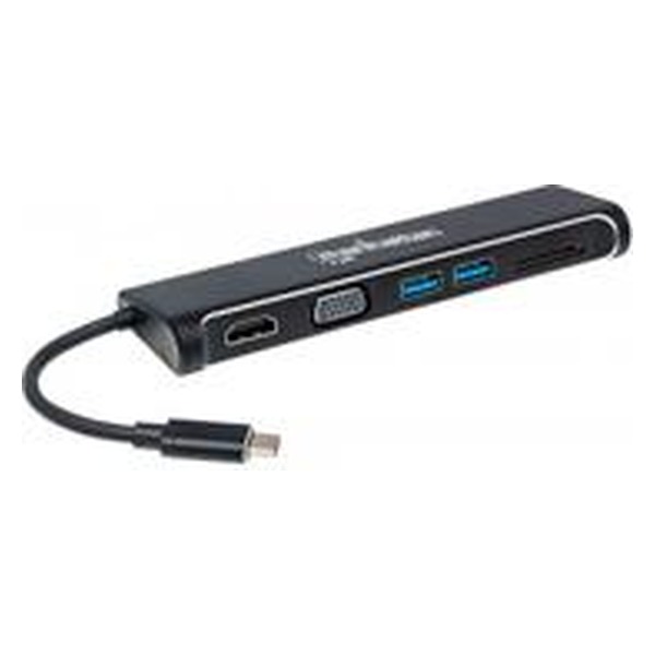 MANHATTAN - DOCKING,MANHATTAN,152631,4-1,USB-C A HDMI VGA 2 USB 3.1 LECTOR TARJETAS SD M-H