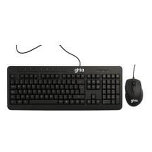 GHIA - GHIA / KIT TECLADO Y MOUSE / ALAMBRICO / ERGONOMICOS / MULTIMEDIA / USB / COLOR NEGRO