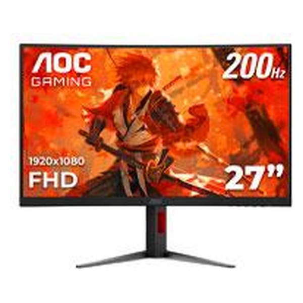 AOC - MONITOR GAMER CURVO AOC C27G4H2 /  PANEL VA / 200 HZ / TIEMPO DE RESPUESTA 1 MS / AMD FREE SYNC / COLOR NEGRO Y ROJO / HDMI / VGA / DP / ASPECTO 16:9 / RESOLUCION 1920 X 1...