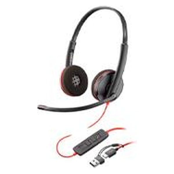 POLY - DIADEMA HP POLY 8X228A6 BLACKWIRE C3220 | ALAMBRICA BINAURAL | USB-A USB-C | REDUCCION DE RUIDO CON MICROFONO | CONTROL EN EL CABLE | COLOR NEGRO CON NARANJA