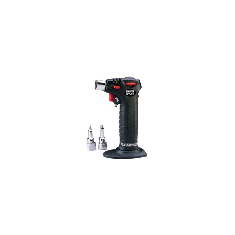 Antorcha MASTER MT-76 de Gas Butano, auto-ignicion, flama ajustable e incluye dos accesorios para uso de cautin.