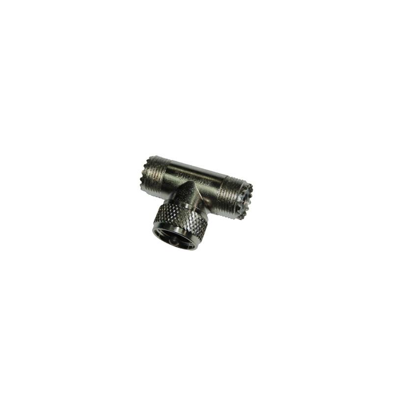 Adaptador "T" AMPHENOL de UHF Macho (PL-259) a Doble UHF Hembra (SO-239) para Duplexers WP-629, WP-639 o WP-641.