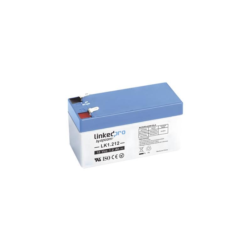 Batería de Respaldo AGM-VRLA / 12 V / 1.2 Ah / Vida Útil 5 Años / Terminales F1+F2 / UL y CE