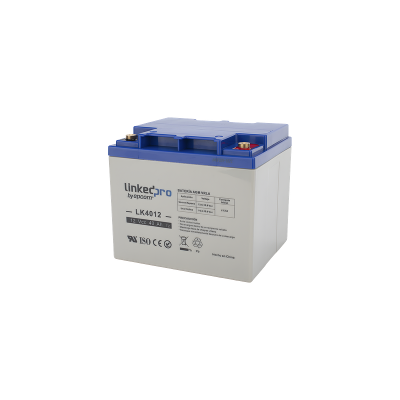 Batería de Respaldo AGM-VRLA / 12 V / 40 Ah / Terminales T2 / Vida Útil 5 Años / Certificación UL / Libre de Mantenimiento