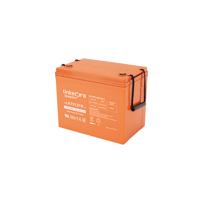Batería de Respaldo AGM-VRLA / 12 V / 75 Ah / Retardante a la Flama UL94-V0 / Vida Útil 5 Años / Terminales T3