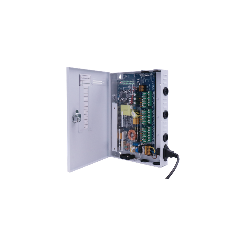 Fuente de Poder CCTV / 18 Canales / 20 A / 200 W / Voltaje Ajustable 11-15 VCC / Filtro de Ruido por Canal / Operación -20°C a 70°C