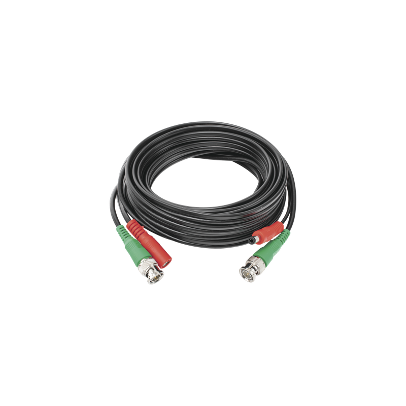 Cable Coaxial Siames / BNC RG59 + Alimentación / 5 m (16.40 ft) / 100% Cobre / 4K / Interior y Exterior