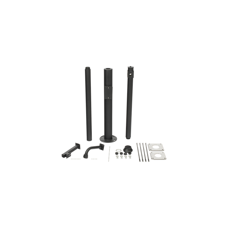 Poste Seccionado para Cámara PTZ / 3 m (9.8 ft) de Altura / 3 Secciones de 1 m / Base de Cimentación 330 mm / Soporte PTZ 48.5 mm / Sellos Impermeables / Color Negro