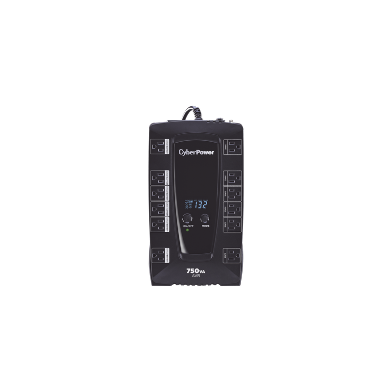 UPS Línea Interactiva / 750 VA / 450 W / 12 Tomas NEMA 5-15R / 6 con Respaldo de Batería / AVR Integrado / Pantalla LCD