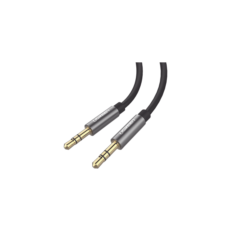 Cable Auxiliar / 2 m (6.6 ft) / Conector 3.5mm Macho a Macho / Chapado en Oro 24K / TPE / Aluminio / Negro