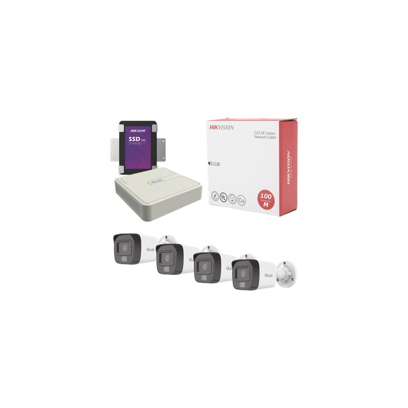 Kit Seguridad IP 4MP - NVR 4 Canales, Cámaras Dual Light & M