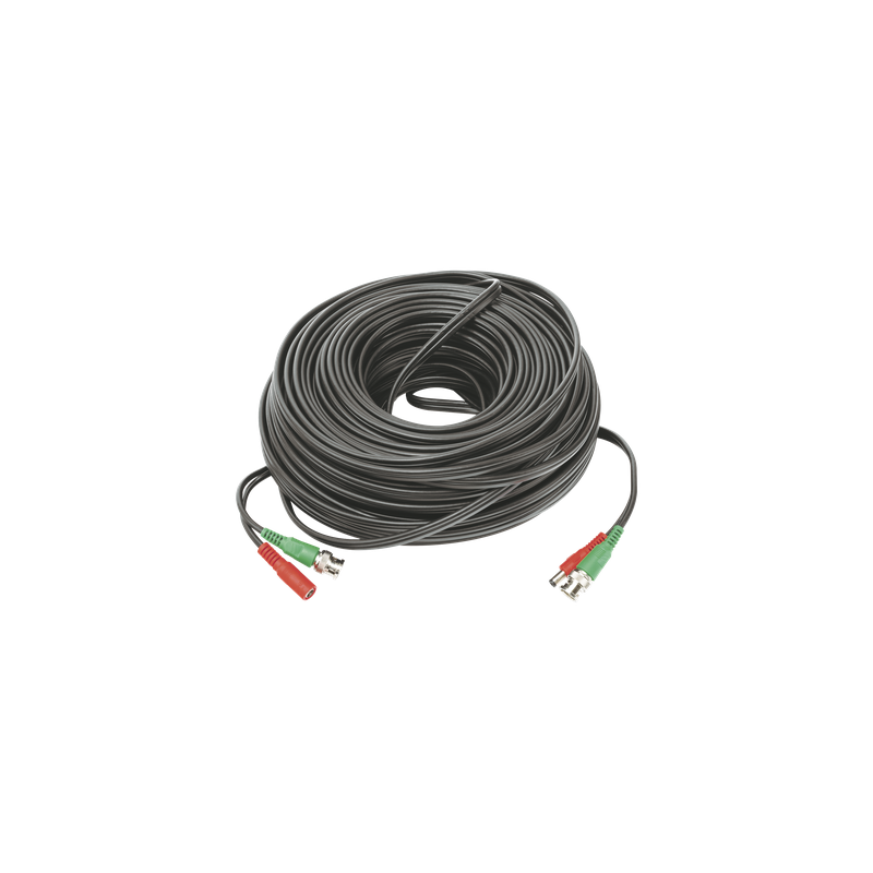 Cable Coaxial BNC RG59 + Alimentación / SIAMES / 50 Metros (164 Pies) / 100% COBRE / 4K UHD / Interior y Exterior