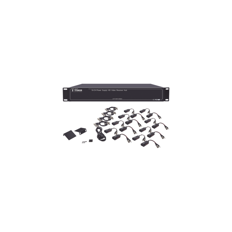 Kit Transceptor Activo / 16 Canales / Video + Potencia por UTP / 4K a 150 m (492.1 ft) / Rack 19" / HD-TVI/CVI/AHD/CVBS