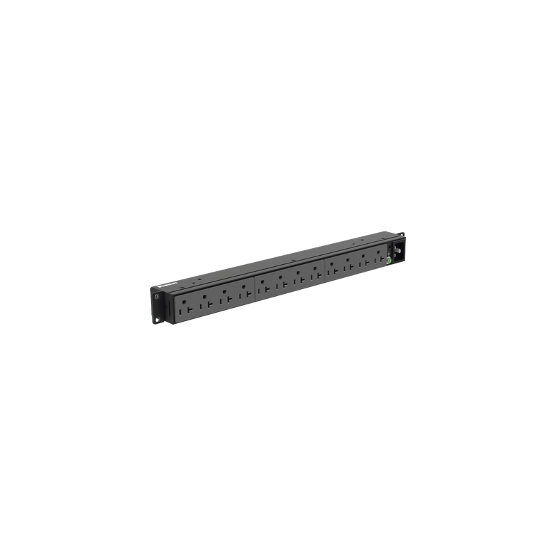 PDU Básico para Rack / 12 Contactos NEMA 5-20R / Entrada NEMA 5-20P / 20A / 120 Vca / Montaje Horizontal 1UR / 19 in