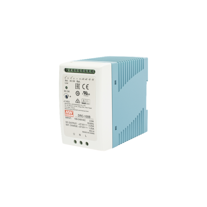 Fuente de poder con cargador de batería / Riel DIN / 24V / 100W / 2.25A / UL 508 / 2.16 x 3.54 x 3.94 pulgadas