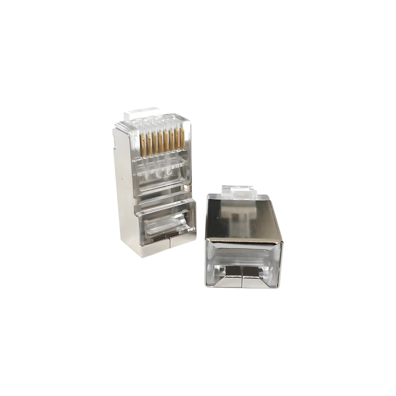 Conector RJ45 / Blindado / Categoría 5E / Chapado en Oro 30µ / Sin Pin a Tierra / T568A/T568B