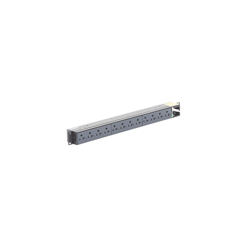 PDU Básico para Rack / 12 Contactos NEMA 5-20R / Entrada NEMA 5-15P / 15A / 120 Vca / Montaje Horizontal 1U / 19 in