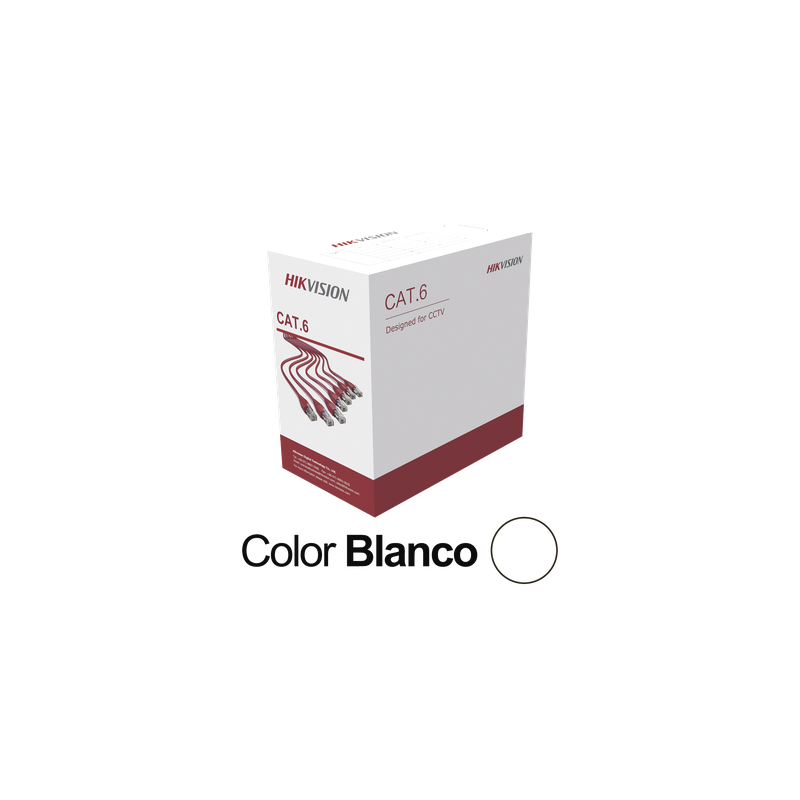 Bobina de Cable UTP / Cat 6 / 24 AWG / 305 m (1000 pies) / CCA / PVC CM / Interior / 250 MHz / PoE / Blanco