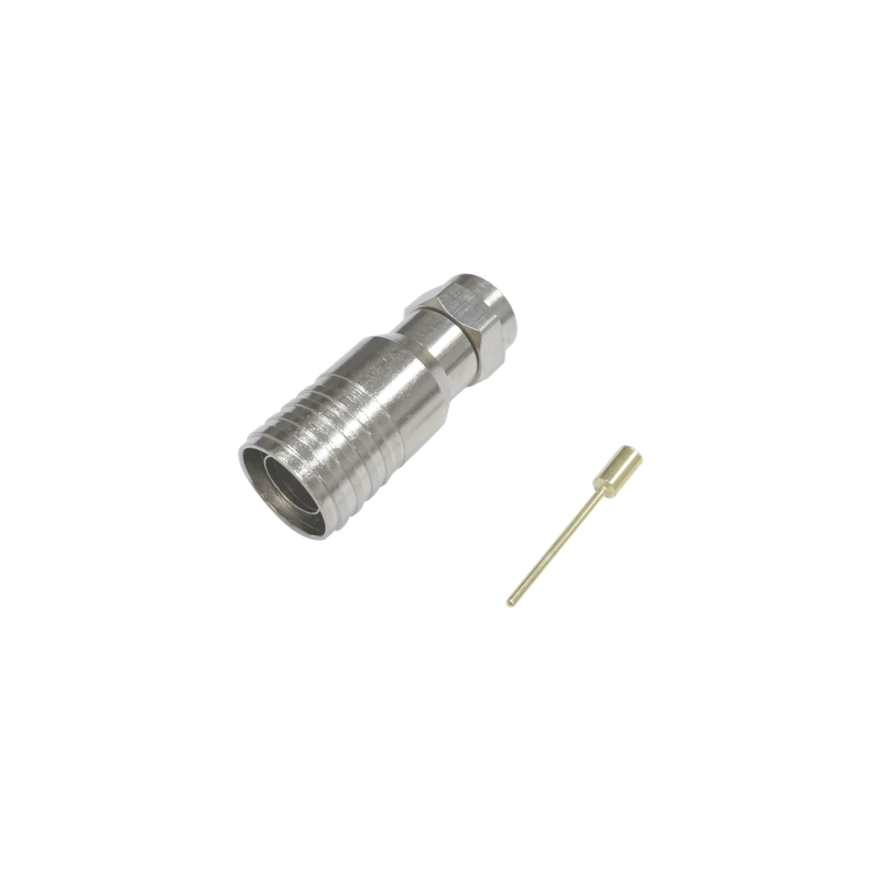 Conector F Macho / Plegable / 75 Ohm / Para Cable RG-11 / Rango -20°C a 80°C / Cuerpo Bronce-Niquelado