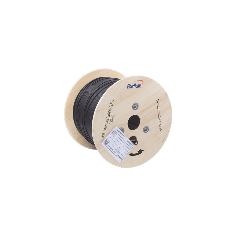 Carrete de Fibra Óptica Aérea / Drop Figura 8 / G.657A2 / Monomodo 1 Hilo / LSZH / 1 km (3281 ft) / Span 80