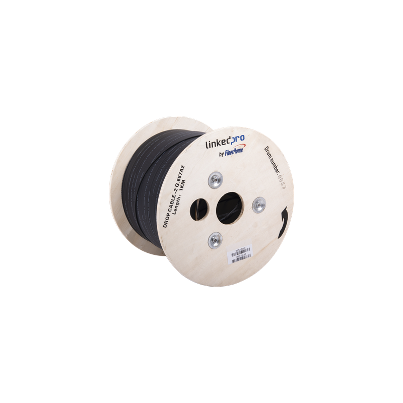 Carrete de Fibra Óptica Drop / 1 km / G.657A2 Bifibra / LSZH / Interior-Exterior / 3.28 ft (1 km)