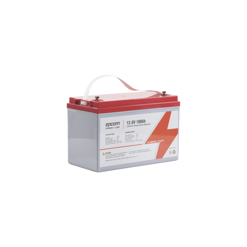 Batería de Litio Ciclo Profundo / 12.8 Vcc / 100 Ah / Descarga 50 A / -20°C a +60°C / 11 kg