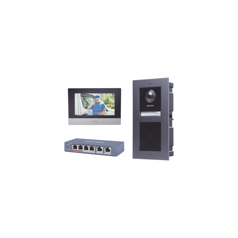 KIT Videoportero IP Hikvision con llamada a App y lector EM