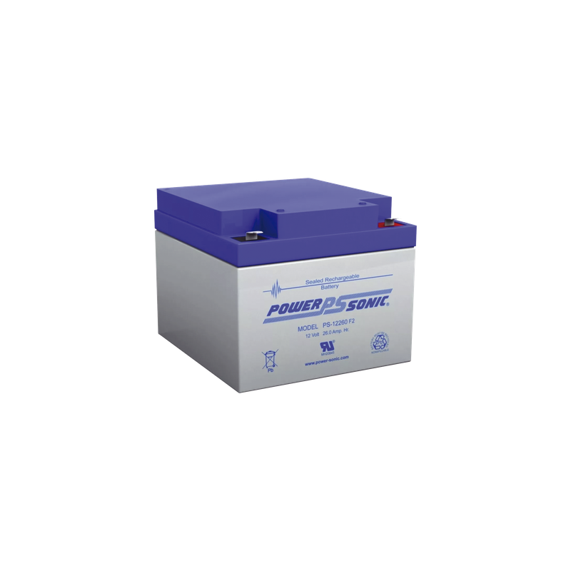 Batería de Respaldo AGM/VRLA / 12V / 26Ah / Terminales F2 / 5 Años Vida Útil / UL Reconocida