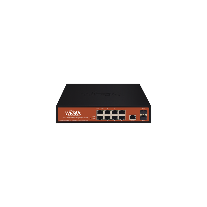 Switch Administrable 8 puertos Gigabit PoE+ 2 SFP 150W WI-TE