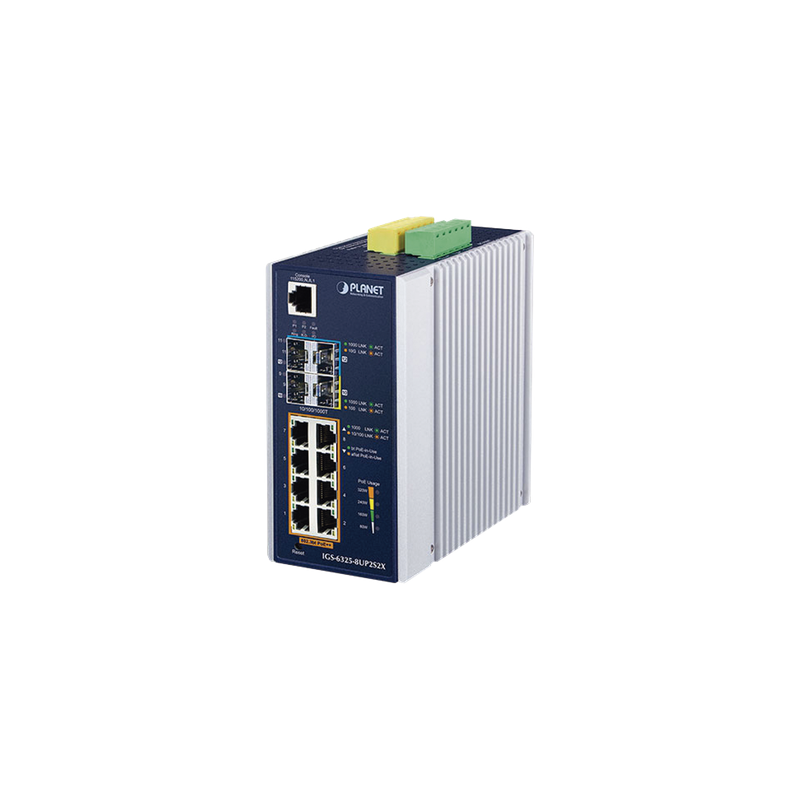 Switch PLANET Industrial Capa 3 PoE++ 8P GBASE-T + 2P SFP +