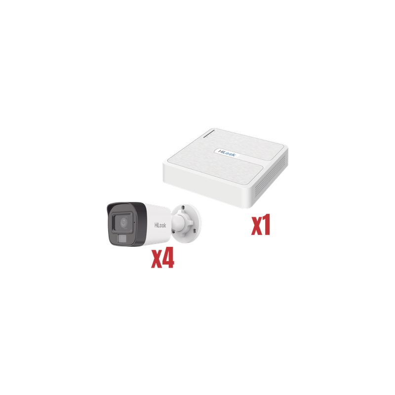 Kit de Videovigilancia IP / 4 Megapixel / NVR 4 Canales PoE / 4 Cámaras Bala / Dual Light / Audio / H.265+