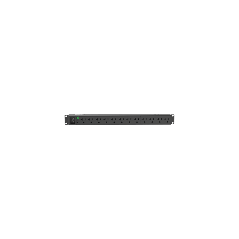 PDU Básico para Rack / 12 Contactos NEMA 5-20R / Entrada NEMA L5-20P / 20 Amp / 120 Vca / Montaje Horizontal 1UR / Cable 3 m (9.8 ft)