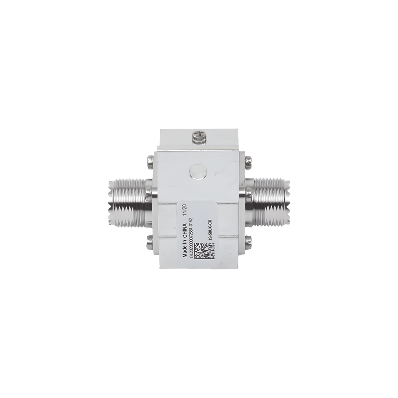 Protector RF Coaxial / Rango 1.5 a 700 MHz / Supresión 20 kA / Potencia HF 2 kW / Conectores UHF Hembra / Ceja Lateral