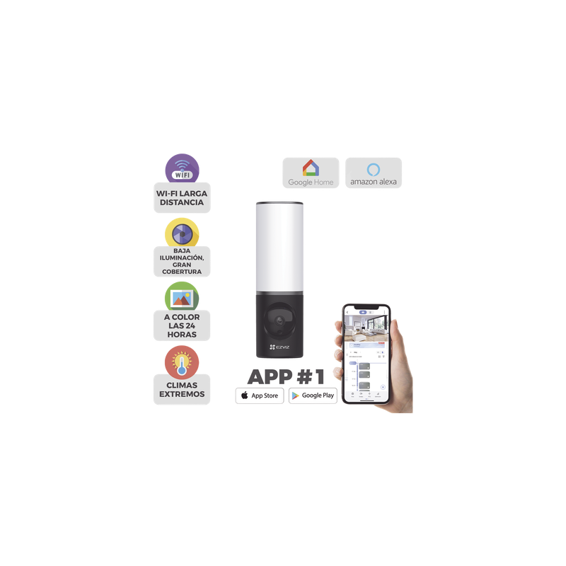 Cámara IP Bala / 4 Megapixel / Wi-Fi 2.4 GHz / Luz Blanca 700 lúmenes / IR 10 m (32.8 ft) / Audio Bidireccional / IP67