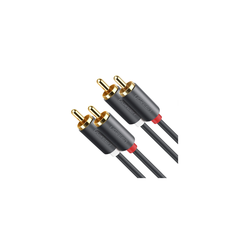 Cable de Audio 2 RCA Macho a 2 RCA Macho / 3 Metros (9.84 Pies) / Cobre Sin Oxígeno / Conectores Chapados en Oro 24K / Doble Blindaje / Color Negro