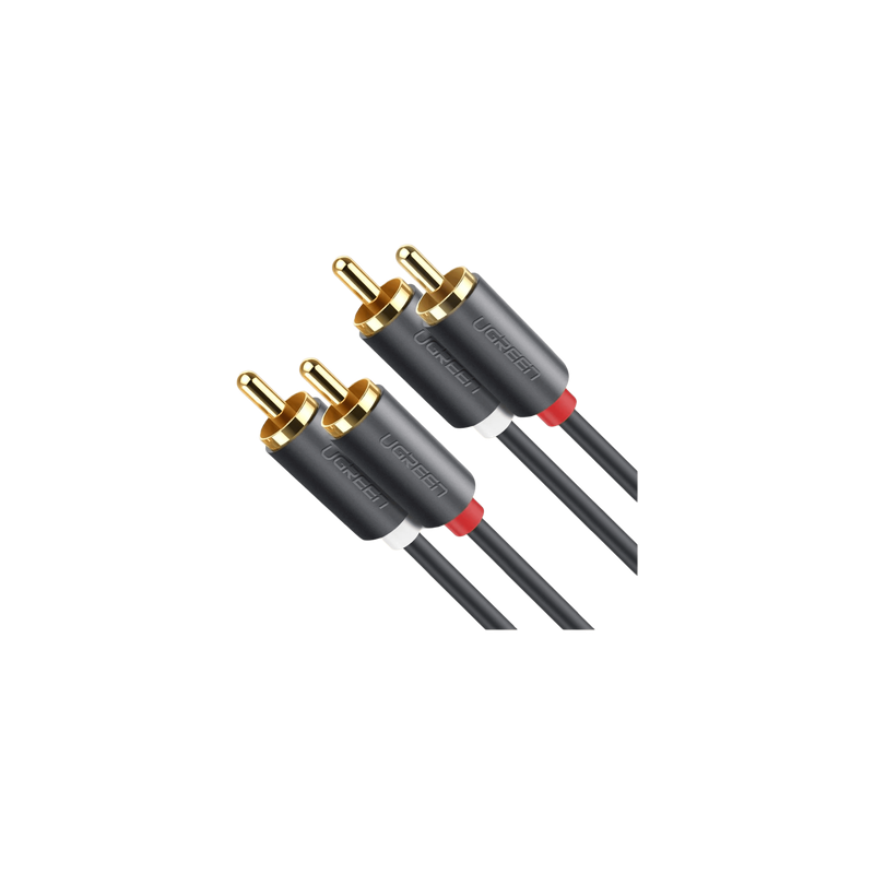 Cable de Audio 2 RCA Macho a 2 RCA Macho / 5 Metros (16.40 Pies) / Cobre Libre de Oxígeno / Conectores Chapados en Oro / Doble Blindaje EMI/RFI
