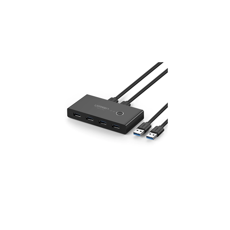 Conmutador USB / 4 Puertos USB 3.0 / 2 PC / Switch Manual / Alimentación Extra 5V / Cables 1.5 m (4.9 ft)