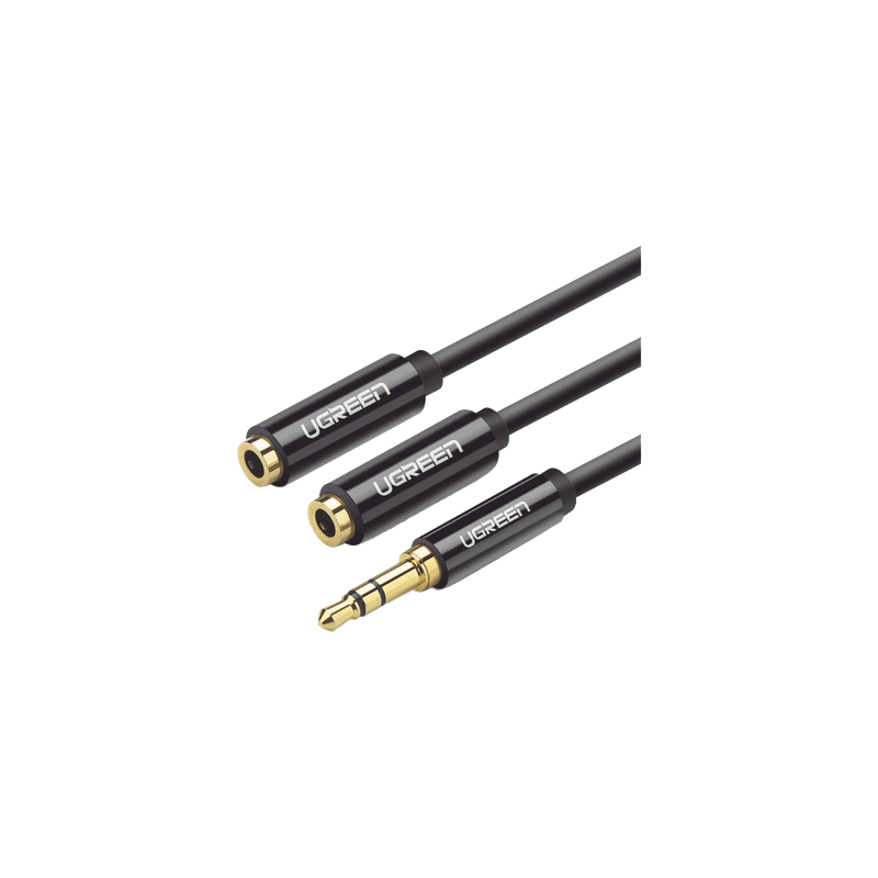 Divisor de Audio / 3.5mm Macho a 2x 3.5mm Hembra / 25 cm (0.82 pies) / TPE / Negro