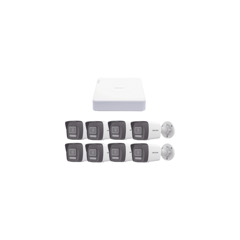 Kit de Videovigilancia IP / NVR 8 Canales PoE / 8 Cámaras Bala 2 Megapixel / ColorVu Lite / IR 30 m (98.4 ft) / Lente 2.8 mm 103°