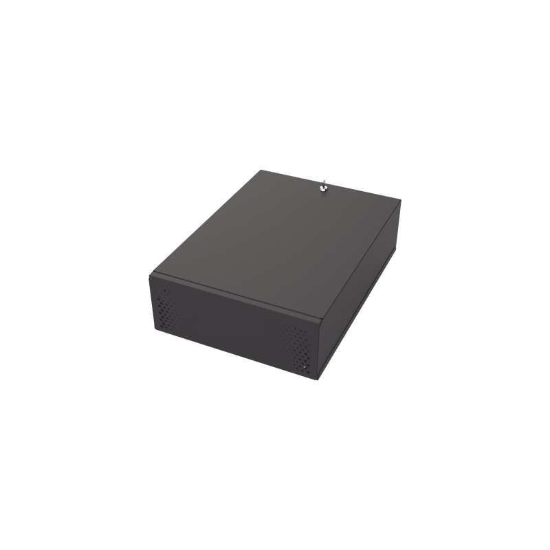 Gabinete Metálico para DVR/NVR / Acero Calibre 20 / 525x180x677 mm / Chapa con Llave / Compatible Ventilador 120 mm / Fijación Mesa o Escritorio