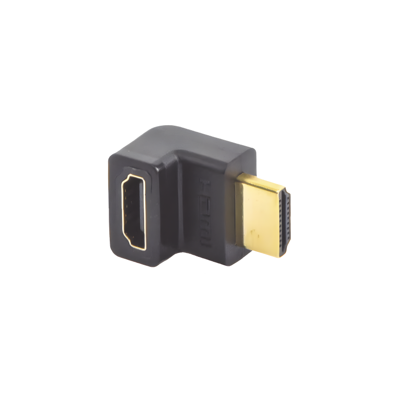Adaptador HDMI 90° Macho a Hembra / Hacia Arriba / HDMI 2.0 4K@60Hz / Protección de Puertos / Diseño Compacto