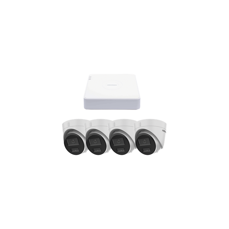 Kit de Videovigilancia IP / 2 Megapixel / NVR 4 Canales PoE+ / 4 Cámaras Turret / ColorVu 20 m (65.6 ft) / Audio Integrado / WDR 120 dB