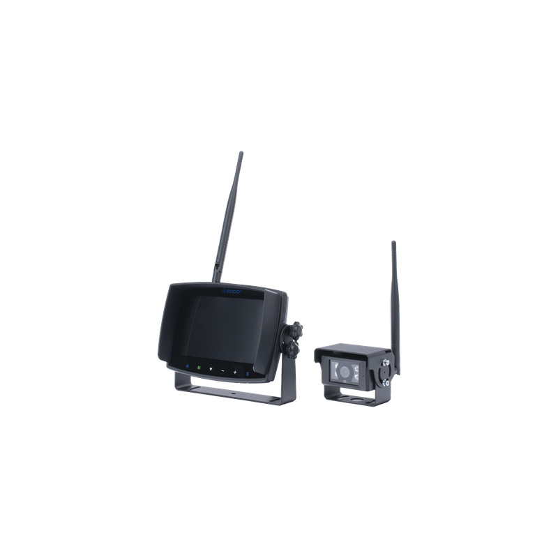 Sistema de Reversa Inalámbrico / Monitor Táctil 7" / Cámara IR CMOS / 2.4 GHz / 4 Canales / Grabación SD