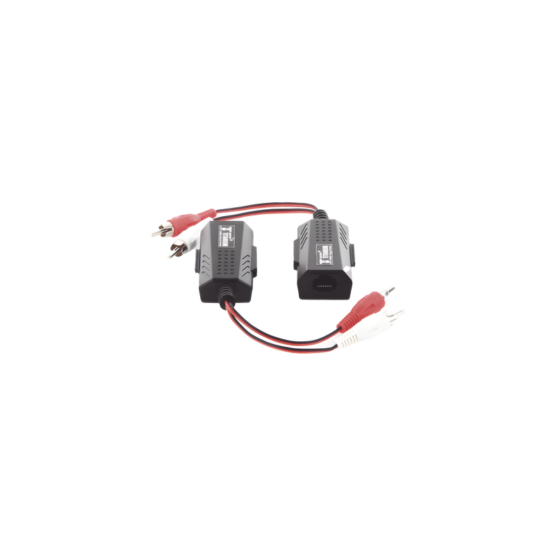 Balun Extensor de Audio / 800 m (2625 pies) / RCA a RJ45 / CAT5-6 / Protección TVS Grado 3 / 60 dB Rechazo Diafonía