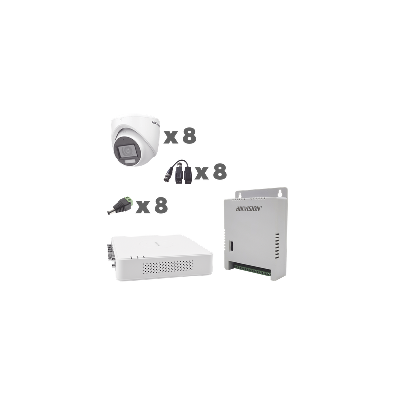 Kit TurboHD / DVR 8 Canales / 1080p / Audio Coaxitron / 8 Cámaras Eyeball / Micrófono Integrado / Luz Dual IR 30 m (98.4 ft) + Blanca 20 m (65.6 ft) / Fuente Seleccionable 12V/13.5V/15V