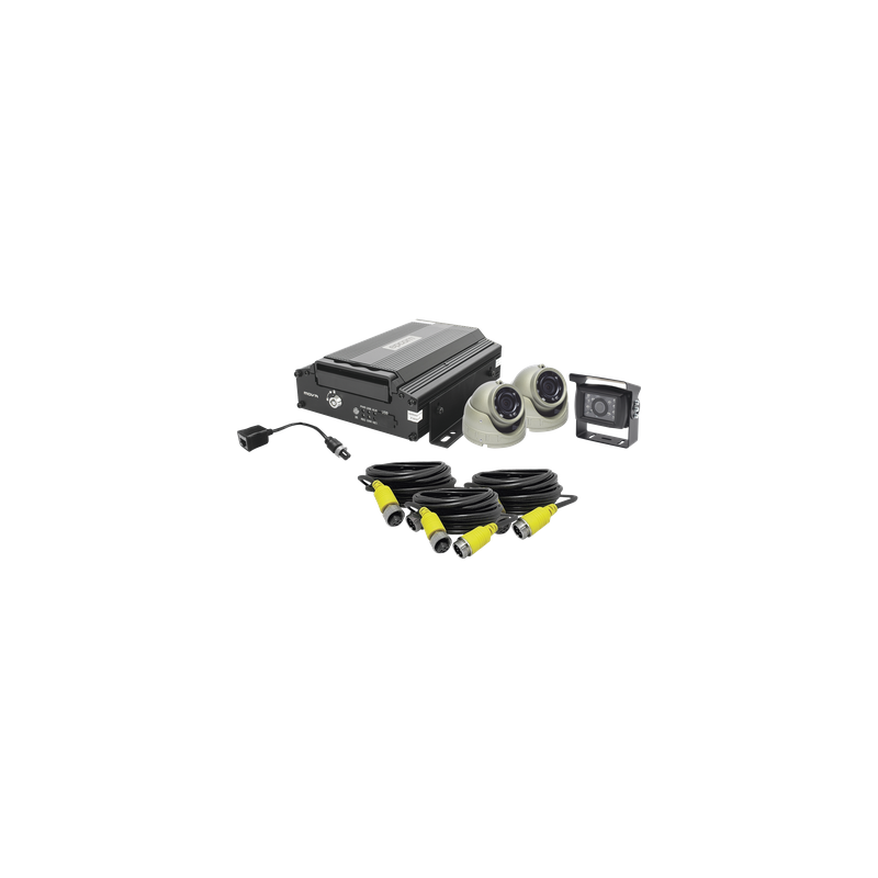 Kit DVR Móvil para Vehículo / 4 Canales AHD / 2 Megapixel / H.265 / 4G GPS WiFi / 3 Cámaras / Cables Aviación 7 m (23 ft)