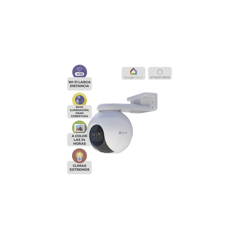 Cámara PT IP / 2 Megapixel / Lente Dual 2.8 mm y 12 mm / Visión Nocturna Color 30 m (98.4 ft) / Wi-Fi 2.4 GHz / IP65 / Cobertura 360°