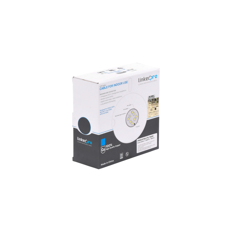 Bobina Cable Cat5e 100m LINKEDPRO para Redes y CCTV