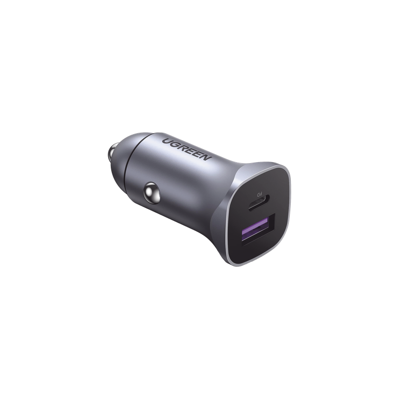 Cargador Auto UGREEN 30W USB-A y USB-C Carga Rápida